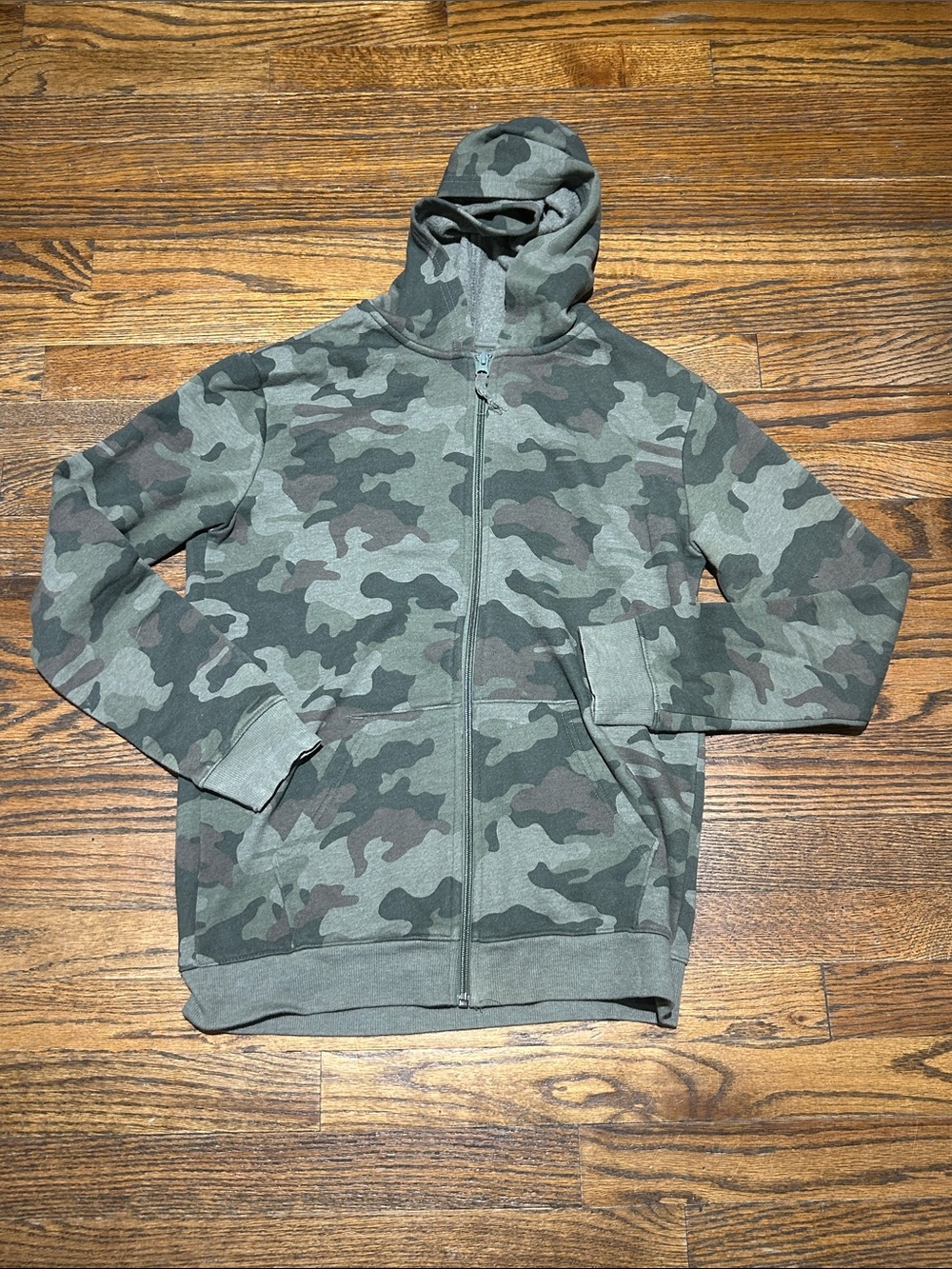 Kids Camo Zip-Up Hoodie Sweatshirt - Green Camo